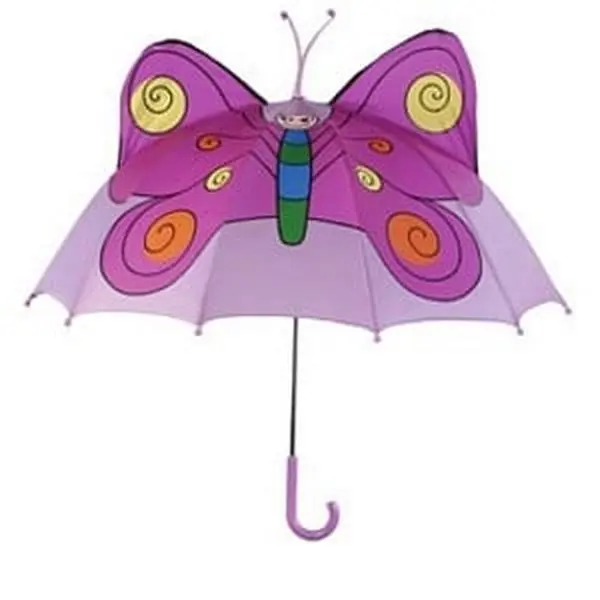 212 MAIN Child-Size Nylon Umbrella, Lightweight Purple Butterfly Print Umbrella for Kids, Lightweight Umbrella, Cartoon Style Umbrellas