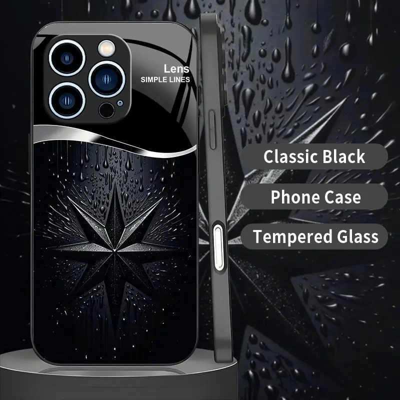 Luxury Star Smartphone Casing - Realistic Raindrop Techwear Black Cover for iPhone 13 Pro, Mobile Phone Accessories for Handheld Cellphone - 975