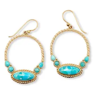 GemHues Gemstone Bronze Rope Detail Hoop Earrings