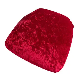 5 Pack Crushed Velvet Seat Pad Covers for Chiavari Chairs – Red Fitted Dining Chair Cushion Slipcovers, Washable & Reusable