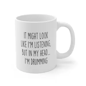 Drummer Gift Funny Drumming Mug Music Present Musicians Drummer Band Practice Percussion Player Birthday Christmas Gift Ceramic Drinkware