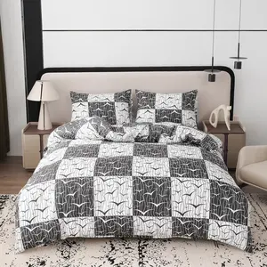 Checkered Bedding Set, Cute Swallow Pattern, 3 Piece Set for Bedroom Decor, Includes 2 Pillowcases and 1 Duvet Cover