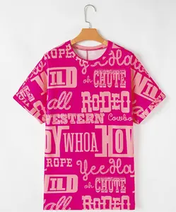 Pink Howdy Graphic Print Shirt Casual Polyester