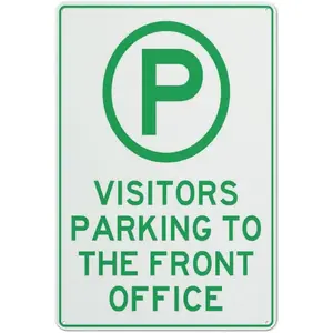 Visitors Parking To The Front Office Sign 12 X 8 Inches Aluminum Sign Reflective - Uv Protected, Waterproof, Weatherproof And Fade Resistant - 4Pre-Drilled Holes