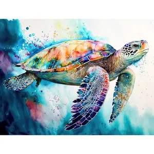 NEW Diamond Painting Suitable for Adult - 5D Full Drill Round Diamond Easy DIY Kit Turtle Theme Accessories in Rich Colors, Fantasy Animal Frameless DIY Embroidery, 40x50cm/15.75x19.69inch Puzzle for Home Decor & Portable Craft Hobby Gift