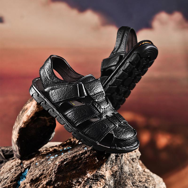 Men's Leather Sandals Closed Toe Water Shoes For Summer Athletic Outdoor Walking Sports Trail River Fishing Wide Adjustable Waterproof Arch Support Lightweight Slip-Resistant Men's Leather Sandals Closed Toe Water Shoes For Summer Athletic Outdoor Walking Sports Trail River Fishing Wide Adjustable Waterproof Arch Support Lightweight Slip-Resistant