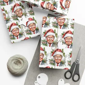 Trump Santa Christmas Wrapping Paper , MAGA Gift Wrap, Elon Musk Meme Wrapping Gift For Holiday, Funny Gift