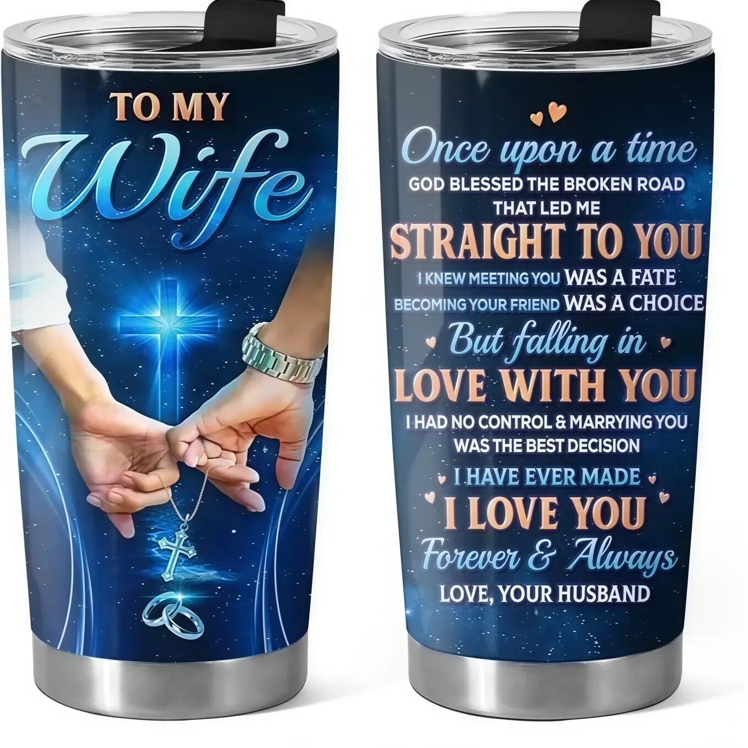 Once Upon A Time Wife Tumbler, Stainless Steel 20oz Tumbler Cups, To My Wife Tumbler, Mothers Day Gifts For Her, Anniversary Birthday Gifts For Wife Women, Wife Gifts from Husband Drinkware Flasks
