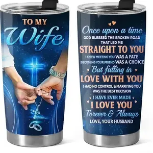 Once Upon A Time Wife Tumbler, Stainless Steel 20oz Tumbler Cups, To My Wife Tumbler, Mothers Day Gifts For Her, Anniversary Birthday Gifts For Wife Women, Wife Gifts from Husband Drinkware Flasks