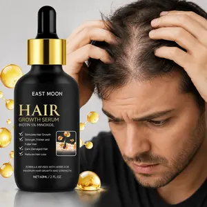 East Moon Men's 5% Minoxidil Infused Beard &Hair Care Serum, Daily Nourishing MoisturizerLiquid, Anti-Frizz Lightweight Non-GreasyHydrating Formula for Thicker StrongerHealthier Facial Hair