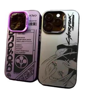 Customized Cyberpunk Edgerunners Silicone Smartphone Casing - Anti-Fall, Shockproof, Matte Cover Accessory for iPhone 11-17, Pro Max, X, XS Max, Plus; Fits Handheld Devices