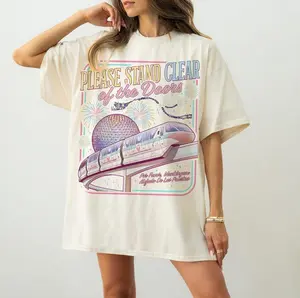 Comfort Colors Please Stand Clear Of The Doors Shirt, Retro Monorail Tee, Magic Family Trip Outfit, Funny Theme Park Vacation, Oversized Top