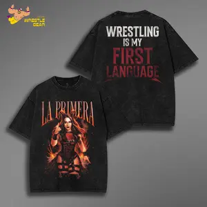 WWE Stephanie Vaquer La Primera Washed T-Shirt | Vintage Graphic Design | Iconic Wrestling Print | Classic Fan Apparel Cotton Fabric