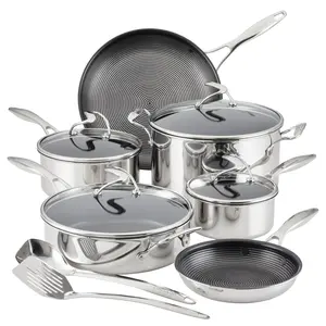 10-Piece Stainless Steel Cookware Set with 2-Piece Bonus Utensil Set