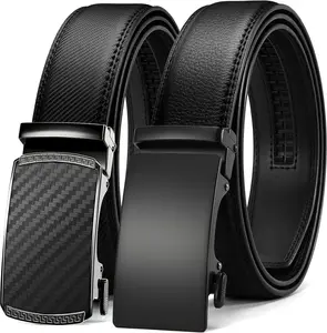 Leather Ratchet Belt Men 2 Pack - Customizable Fit, Effortless Style (35mm)with gift box