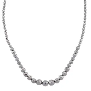 Silver Plated Hematite Beaded Necklace in Silvertone 560.00 ctw 21.25-23.25 Inches