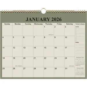 12 Months Wall Calendar 2026 from January 2026 to December 2026, Wall Hanging Planner with Thick Paper, 12" x 14.5", Cyan