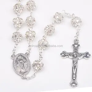 Catholic Rosary Necklace With Antique Silver Miraculous Medal fashion jewelry