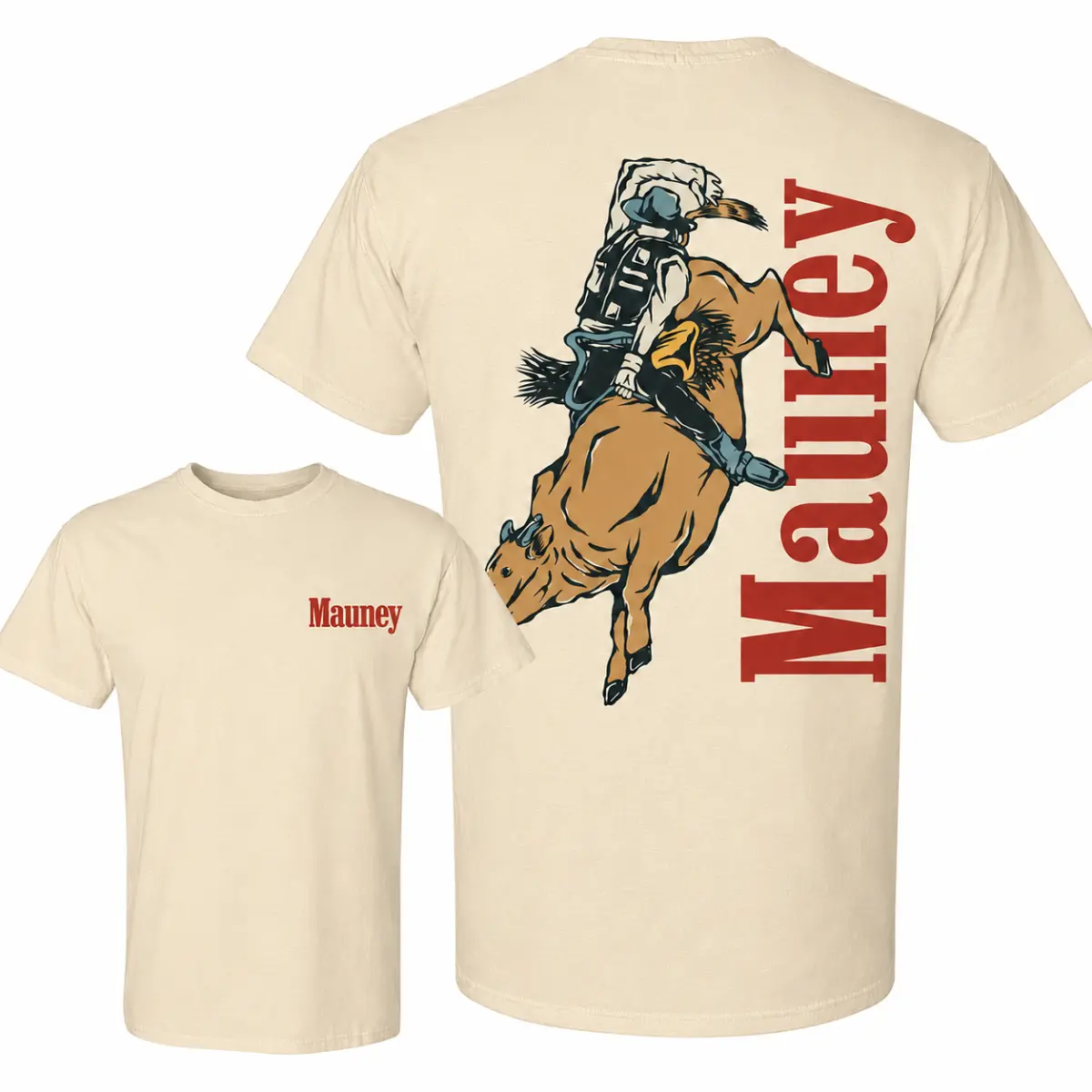 Mauney Bull Rider Shirt, Western Rodeo Graphic Tee, Cowboy Bull Riding T-Shirt, Rancho Life, Front and Back Rodeo T-Shirt, Cowboy Western Shirt, Gift for Men Rodeo Fans