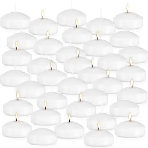 36 Packs 3-Inch unscented White Floating Candles - Ideal for Weddings, Pool Party, Holiday Centerpieces and Events - Odorless, Drip-Free, Long Lasting Burn Time
