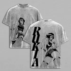Rukia Kuchiki Bleach T-Shirt – Vintage Washed Anime Tee, Oversized Streetwear, Soul Reaper Graphic, Premium Cotton, Unisex Casual Wear, Gift for Bleach Fans