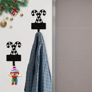 CIFbuy Christmas Candy Cane Hook Metal Wall Decor Key Holder Festive Ornament Gift