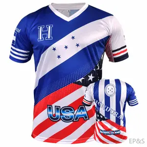 EP&S  Honduras and USA Flag Mix Soccer Jersey Design for Men/Women/Unisex