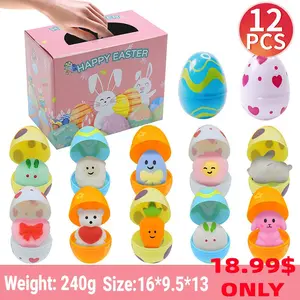 18 Pack Easter Eggs with Cute Animal Squishy Toys Inside,Prefilled Eggs for Kids Boys Girls Easter Basket Stuffers,Party Favor,Egg Hunt Handmade Grape Crystal Mochi Toy Set Jujutsu Kaisen Gojo Nendoroid Figure Stress Relief Portable need oh math pinch fun
