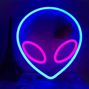 Cool Alien Neon LED Sign, USB or Battery Powered, Bedroom Wall Decor, Birthday Gift, Holiday Party Wedding Decoration, Multi-Purpose Hanging Lamp, Bedroom Lighting, Led Ambient Lighting, Led Neon Lights