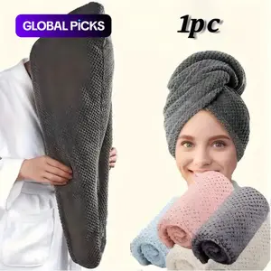 Super Absorbent Microfiber Hair Towels, 300GSM Soft Quick-Dry Hair Drying Cap for Normal Hair, Unscented Curl-Enhancing Textured Hair Wrap Turban with Easy Button-Fastening Design, Thickened Absorbent Towels, Bathroom Accessories #GLOBAL PICKS