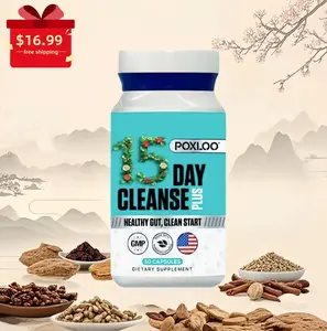 POXLOO 15 day gut cleanser - Gentle TCM Herbal Formula for Gut & Colon Cleansing Pure Safe Parasite Detox Complex 30 Capsules Natural Supplement Health