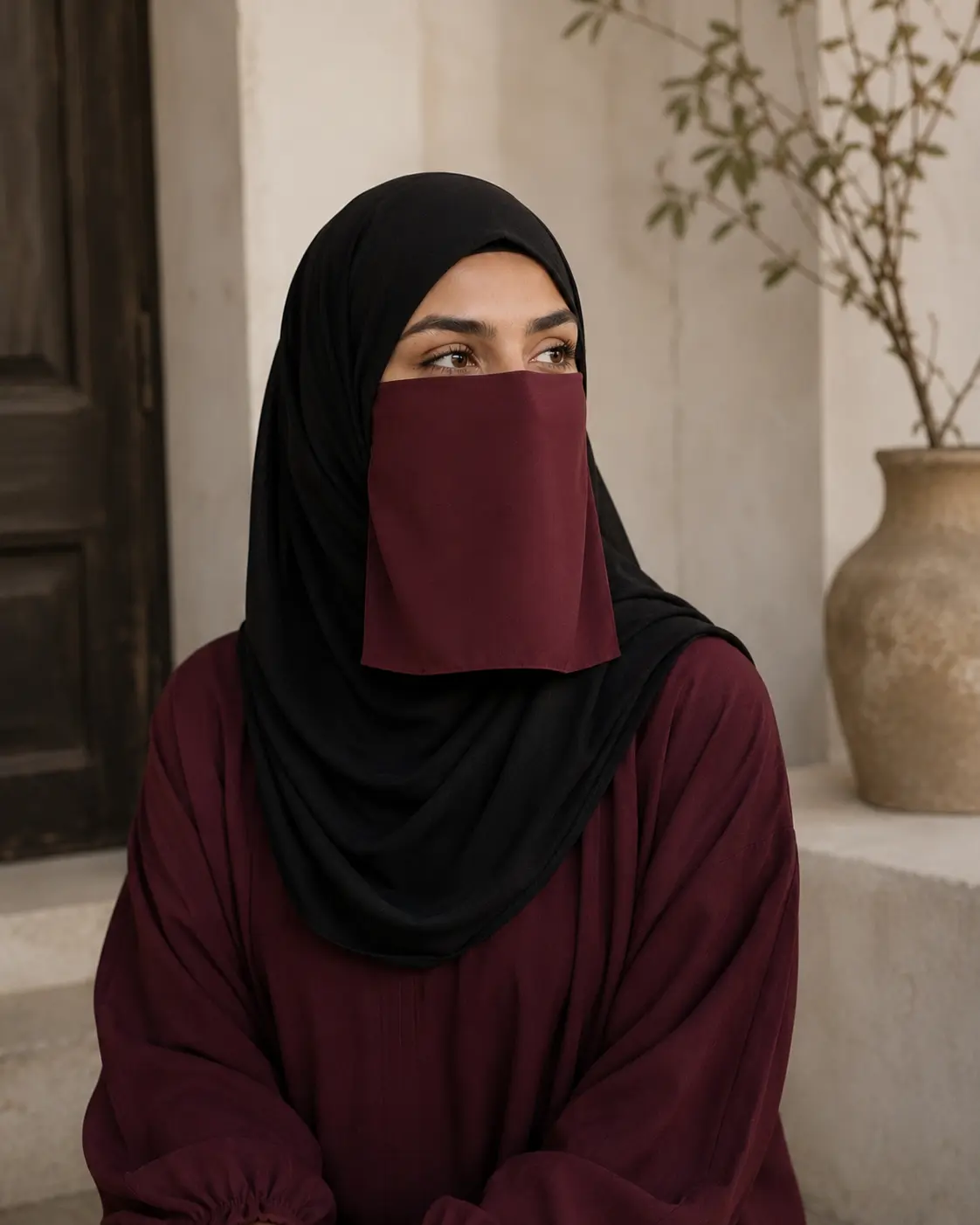 Half Niqab Super Breathable Veil - Short