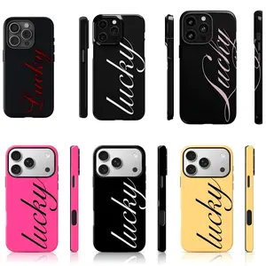 Lucky Script Design Phone Case for Suitable for iPhone 17/16/15/14/13/12/11 Pro Max/Plusand Samsung Galaxy S23-25, shock-absorbing, anti-drop protective case, lightweight, new fashion trend design