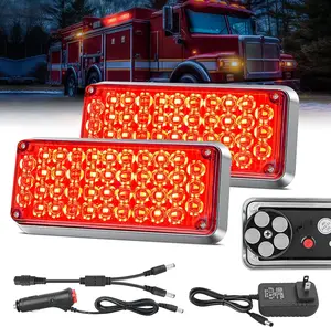 Nilight 2PCS 42LED Red Wireless Magnetic Strobe Lights Portable Strobe Lights Surface Mount Waterproof 5 Patterns for 12V 24V Cars Trucks Van Off Road Vehicles ATV