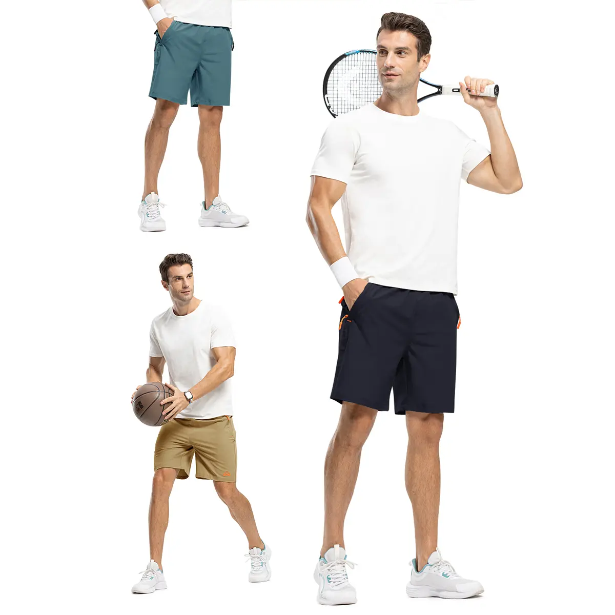 3 PCS Gopune Men's 7'' Running Hiking Shorts Quick Dry Athletic Gym Outdoor Sports Short Zipper Pockets,Men's Bottoms for Daily Outdoor Wear
