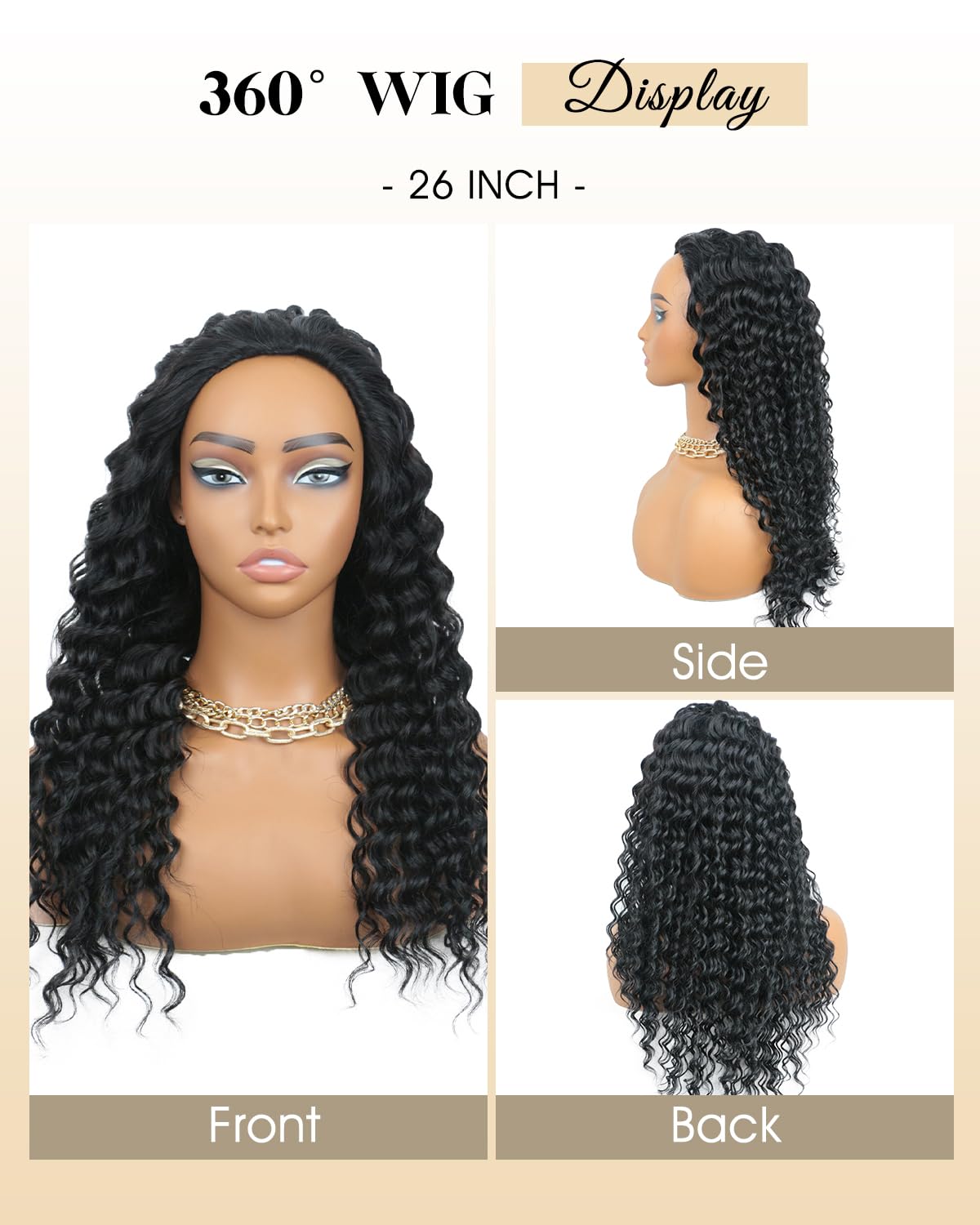 [26inch--$73] Half Wig Deep Wave Wear And Go Glueless Wigs Human Hair Pre Plucked Pre Cut Hd Lace 180 Density Deep Wave Lace Front Wigs Human Hair 26 Inch Drawstring Curly Human Hair Wig For Women Beginner Friendly