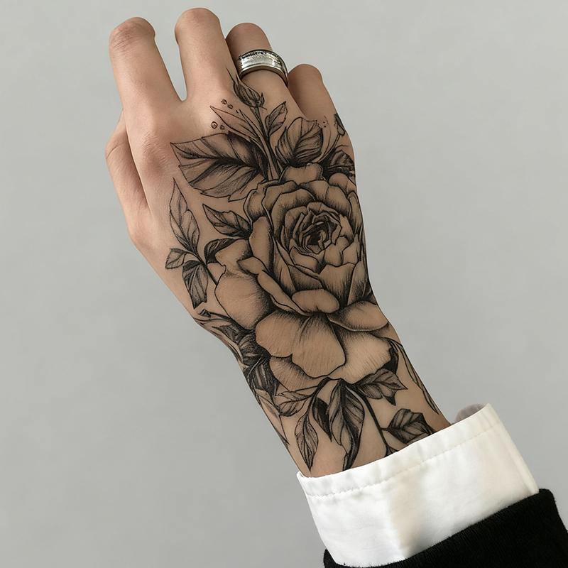 6 Large Graphic Herbal Tattoo Stickers. One Of Them Features Floral Elements While The Other Five Have Random Designs. They Last For 7-15 Days, Are Water-resistant And Resistant To Friction, And The Effect Is Realistic. They Are Suitable For Those