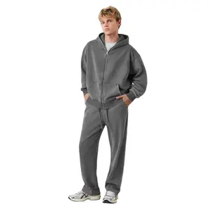 Washed Zip Drop Shoulder Hoodie + Oversized Washed Drawstring Pants Bundle - Versatile Unisex Outfit for Layering, Errands & Casual Hangouts