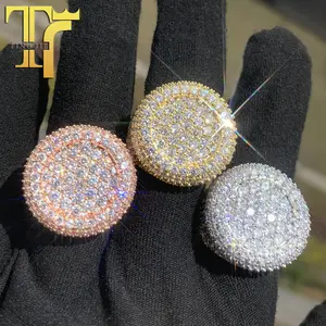 Round Ring 18K Gold Copper Micro Inlaid Zircon Full Diamond Personality Hip Hop Trendy Brand Couple Accessories