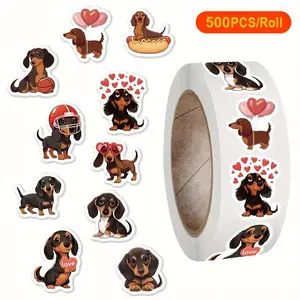 Cartoon Dog Pattern Sticker (500pcs/roll), Cute Vinyl Decals for Laptops, Water Bottles, Skateboards, DIY Notebooks & More, Perfect for Gifts, Crafts & Scrapbooking