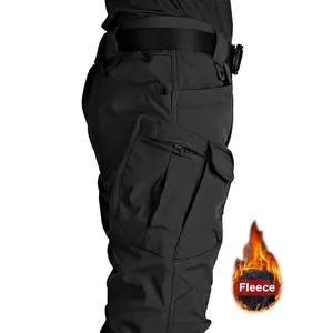 Men'sFleeceLiningTacticalPants-WarmandDurablePolyesterFiber-SpandexBlendedFabric,CasualStyle,Multi-PocketandAdjustableBelt,SuitableforWinterOutdoorsActivities
