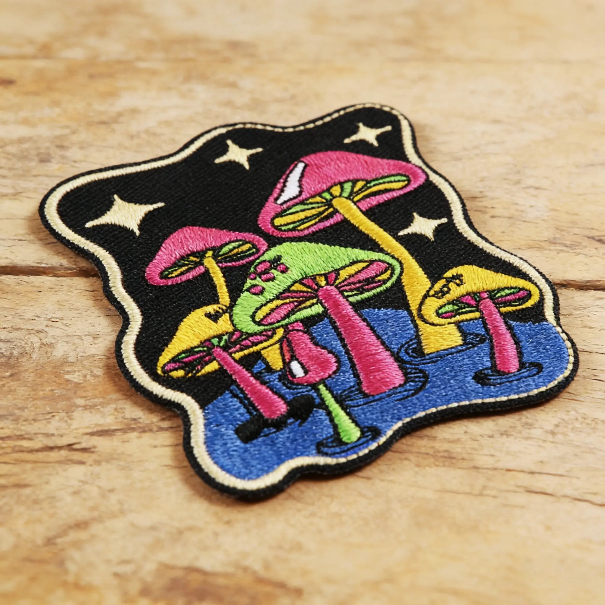 Multicolor Mushroom Embroidered Patch, Self-Adhesive Iron-On Applique, Embroidery Patches, Stylish Embroidery Perfect for Clothes Jackets Hats Accessories