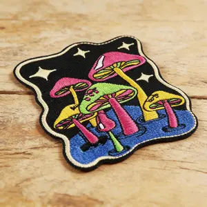 Multicolor Mushroom Embroidered Patch, Self-Adhesive Iron-On Applique, Stylish Embroidery Perfect for Clothes Jackets Hats Accessories