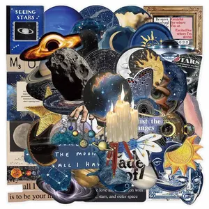 Space Themed Sticker, Self Adhesive Decorative Stickers, DIY Decals for Water Bottle, Laptop, Phone Case, Scrapbooking, Journal Making, Protective