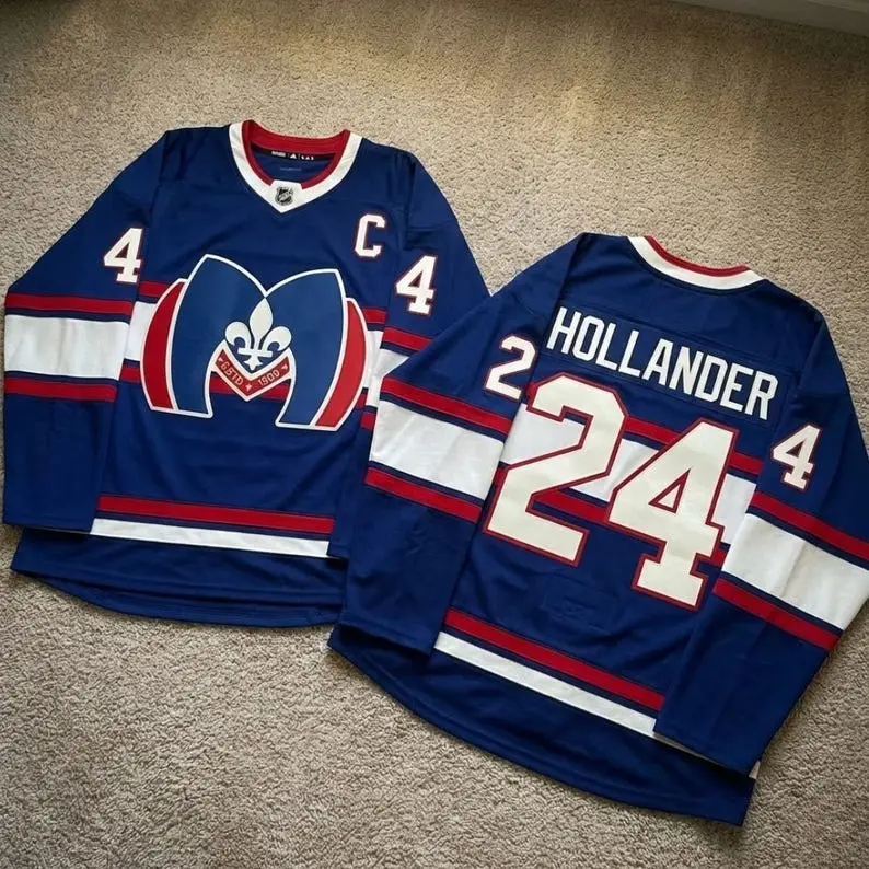 Blue Retro Hockey Jersey, Custom Name Number Long Sleeve Hockey Shirt, Unisex Fan Apparel S-5XL