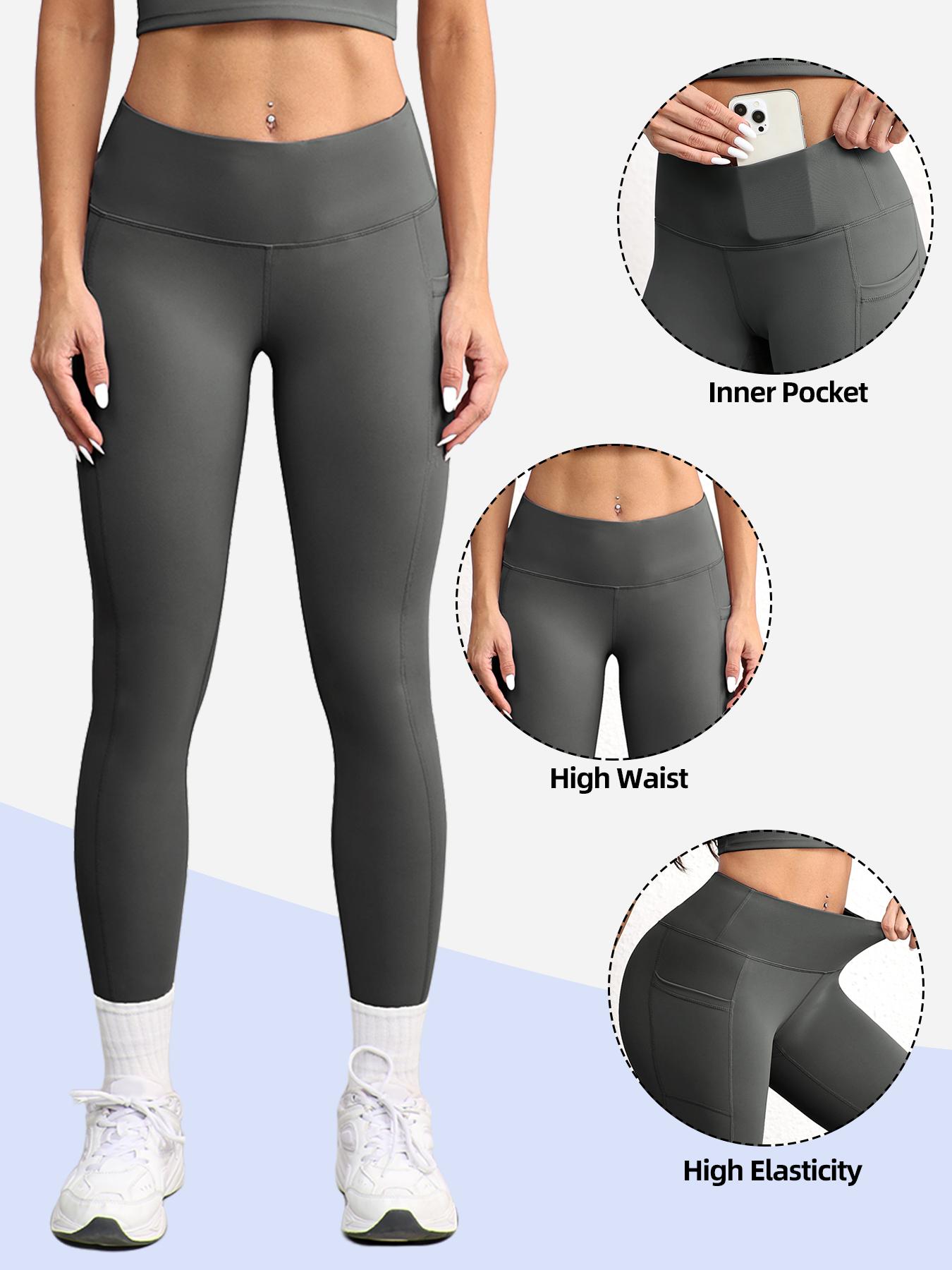 CHRLEISURE 3PCS Leggings with Pockets High Waist Women's Workout Wear Pants for Yoga Regular style and Fleece-lined style