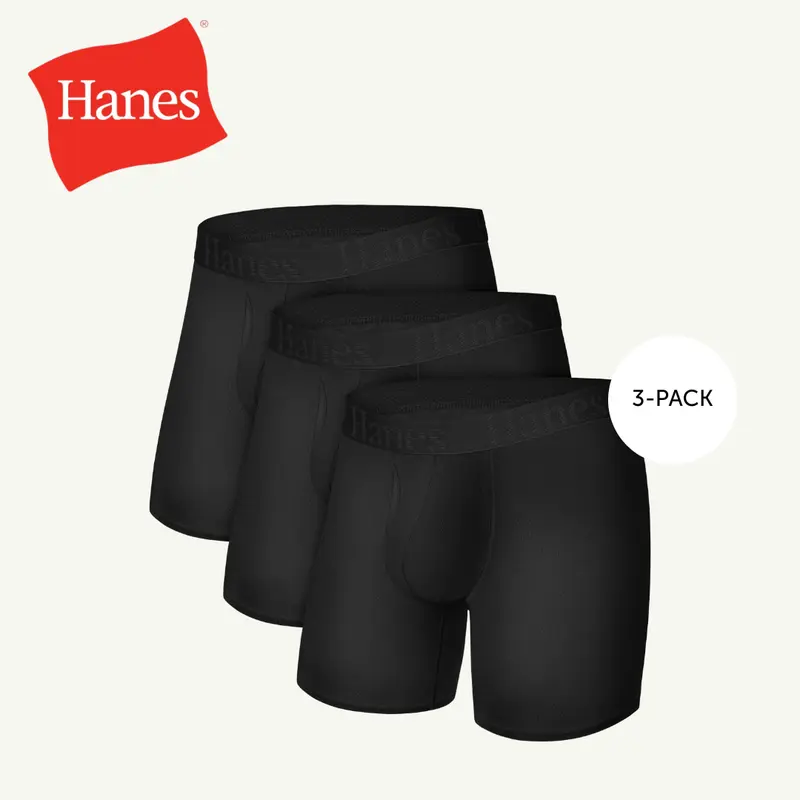 Hanes Originals Men's SuperSoft Boxer Briefs Underwear, Viscose from Bamboo, Black, 3-Pack