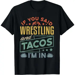 Funny Wrestling and Tacos Shirt Wrestle Retro Men Boys Kids T-Shirt,Made in USA