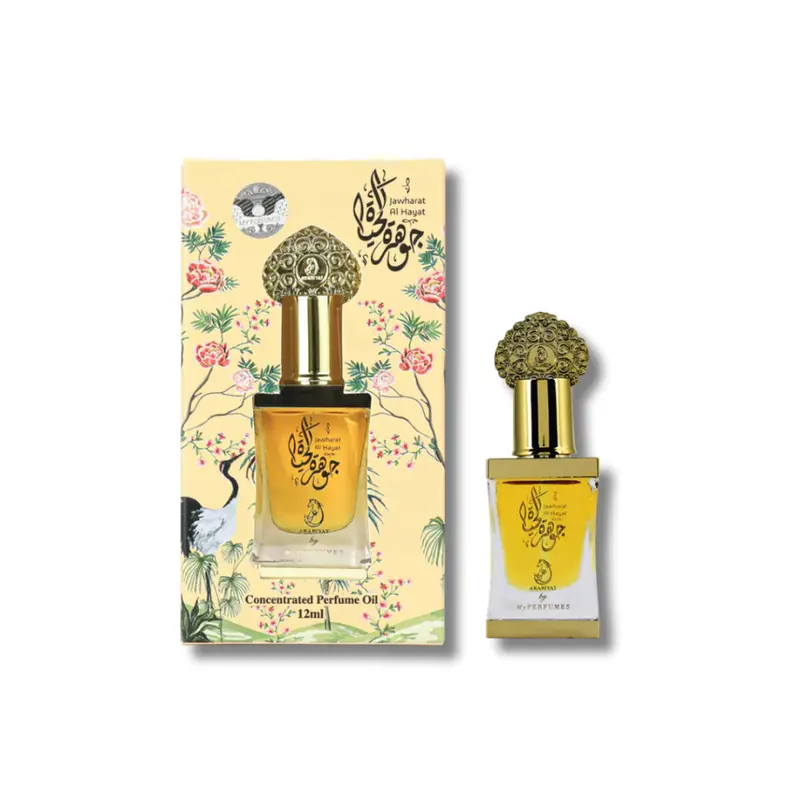 Arabiyat Jawharat Al Hayat Concentrated Niche Perfume Oil (0.4 fl oz) - Luxury Arabic Unisex Fragrance, Oil-Based/Liquid Unisex Fragrance, Oriental Floral-Woody Scent, Long-Lasting Bergamot Opening, Juicy Pear, Jasmine, Cedar, Warm Musk Base, All-Day Wear