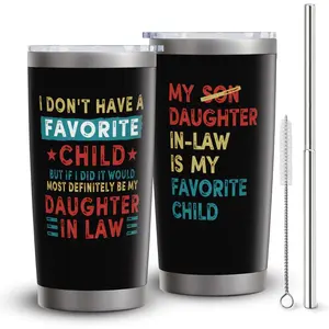 20 oz Insulated Stainless Steel Portable Water Bottle - Funny Gift for In-Laws From Daughter-In-Law, Tumbler with Lid and Straw, Father's Day Bottle, Bottles